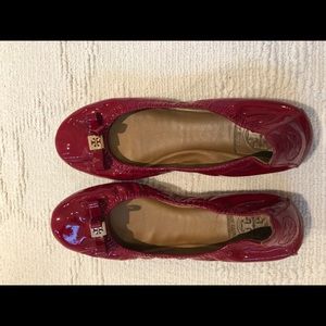 Tory Burch red shiny flats